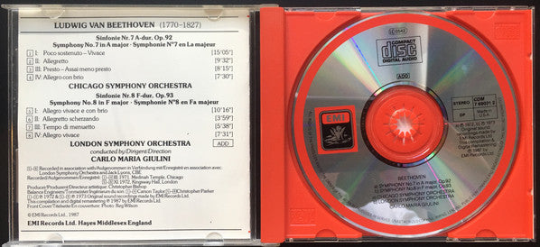Ludwig van Beethoven, Chicago Symphony Orchestra, London Symphony Orchestra, Carlo Maria Giulini : Sinfonien • Symphonies 7 & 8 (CD, Comp)