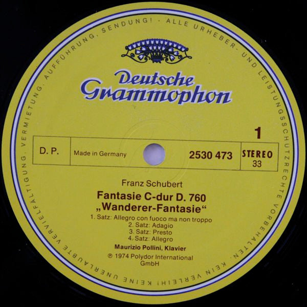 Franz Schubert - Maurizio Pollini : Wanderer-Fantasie / Klaviersonate A-moll D. 845 - Piano Sonata In A Minor (LP, RP)