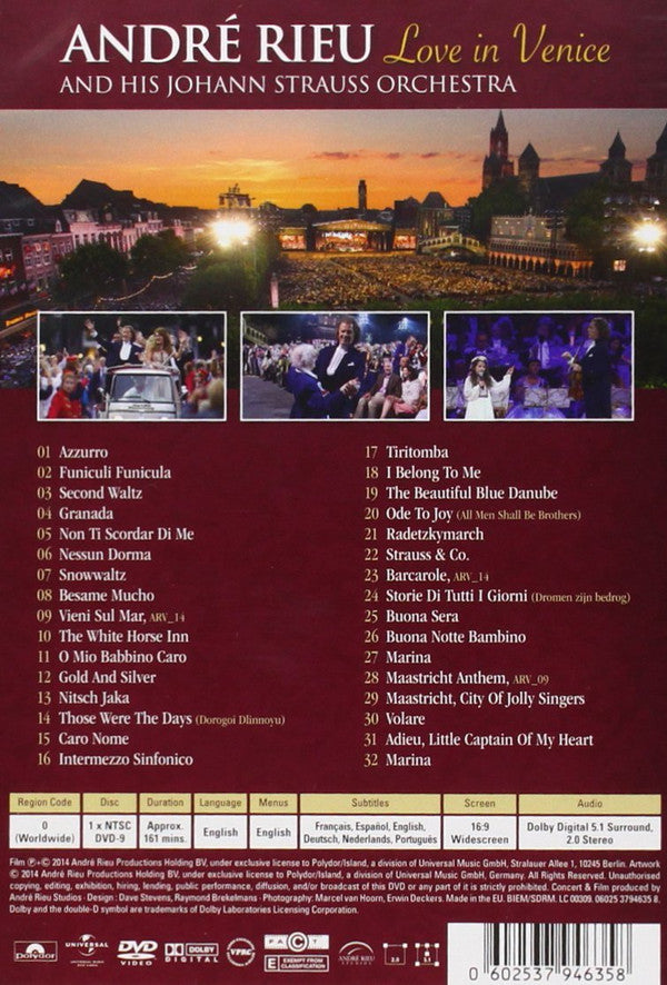 André Rieu And His Johann Strauß Orchestra : Love In Venice: The 10th Anniversary Concert (DVD-V, NTSC)