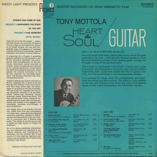 Tony Mottola : Heart & Soul (LP, Album)