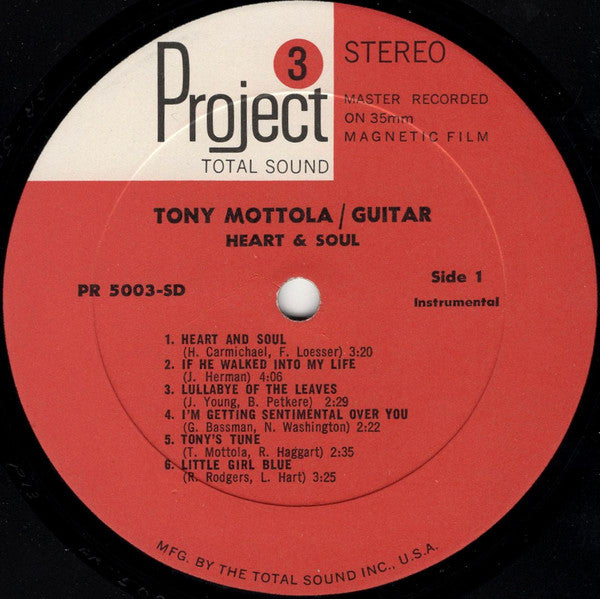 Tony Mottola : Heart & Soul (LP, Album)
