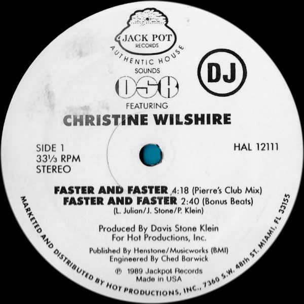 DSK Featuring Christine Wiltshire : Faster And Faster (12", Promo)