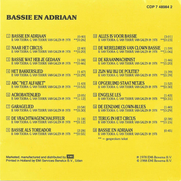 Bassie & Adriaan : Met 18 Liedjes (CD, RE)