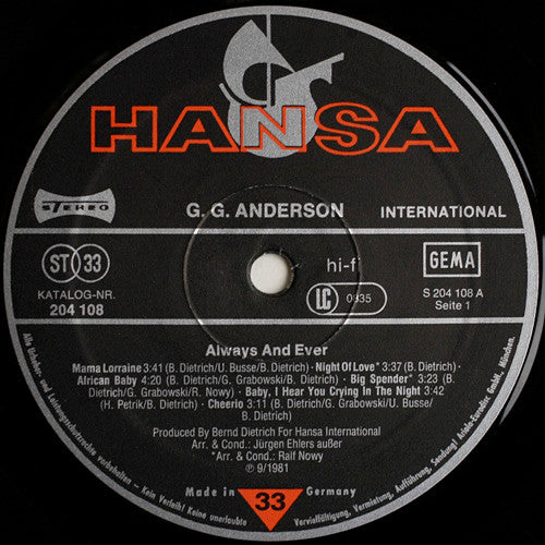 G.G. Anderson : Always And Ever (LP, Album)