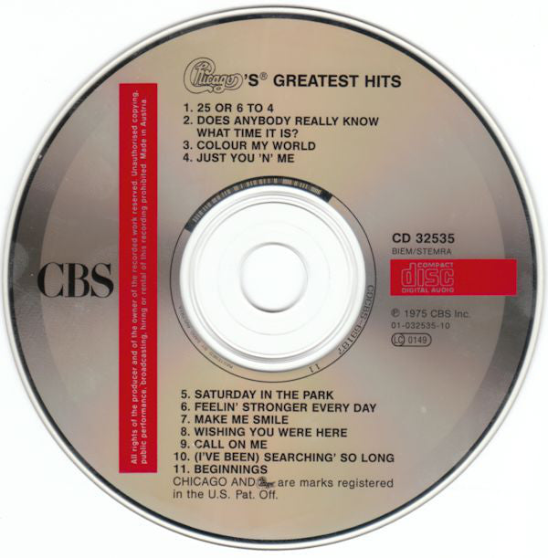 Chicago (2) : Chicago's Greatest Hits (CD, Comp, RE)