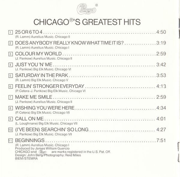 Chicago (2) : Chicago's Greatest Hits (CD, Comp, RE)