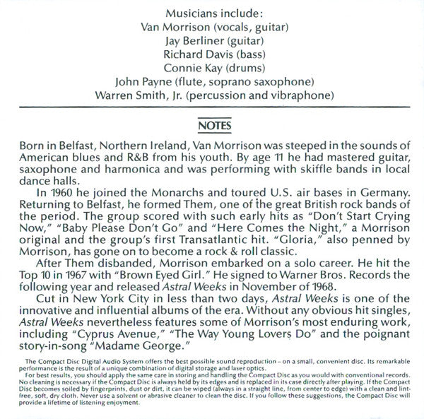 Van Morrison : Astral Weeks (CD, Album, RE)