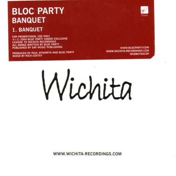 Bloc Party : Banquet (CD, Single, Promo, Whi)