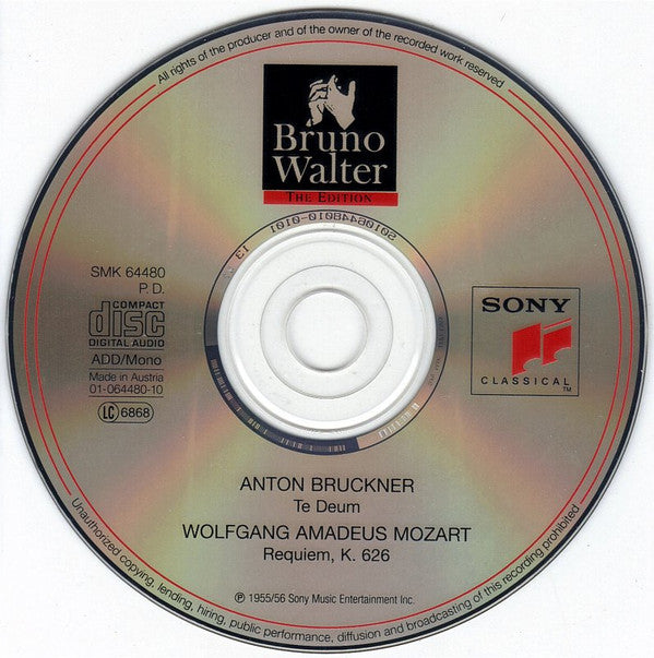 Anton Bruckner, Wolfgang Amadeus Mozart, Bruno Walter, New York Philharmonic : Te Deum / Requiem  (CD, Comp, Mono, RM)
