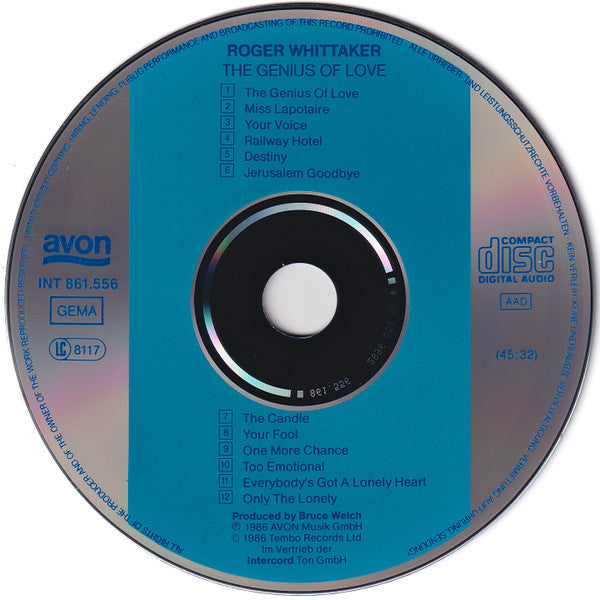 Roger Whittaker : The Genius Of Love (CD, Album)