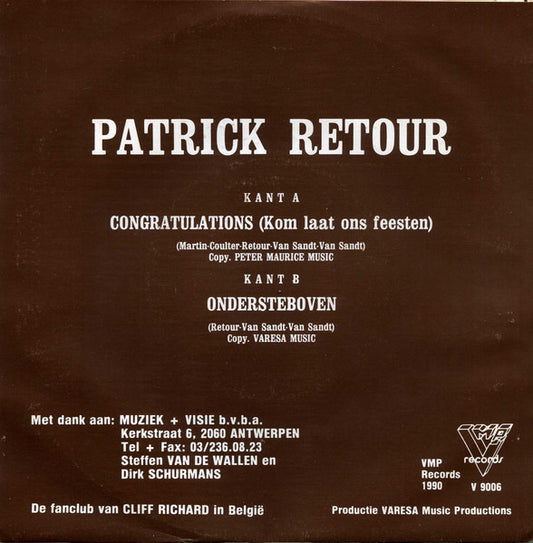 Patrick Retour : Congratulations (Kom Laat Ons Feesten)  (7")