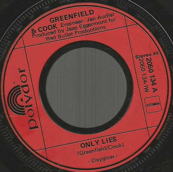Greenfield & Cook : Only Lies  (7", Single)