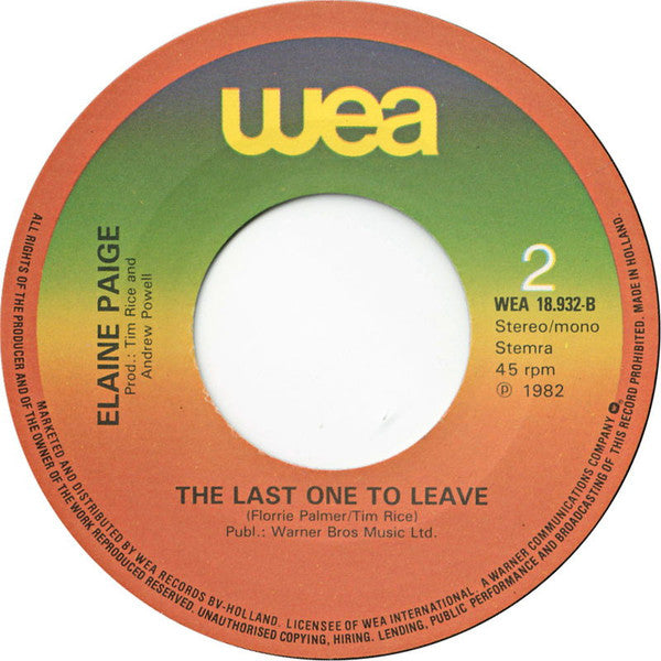 Elaine Paige : The Second Time (Theme From "Bilitis") (7", Single)