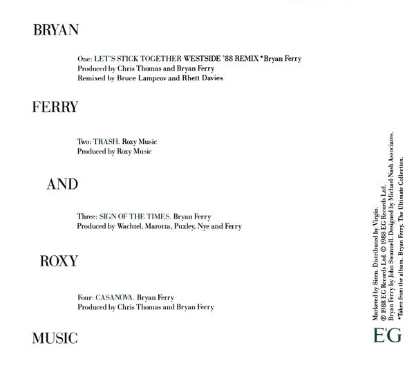 Bryan Ferry : Let's Stick Together (CD, Single)
