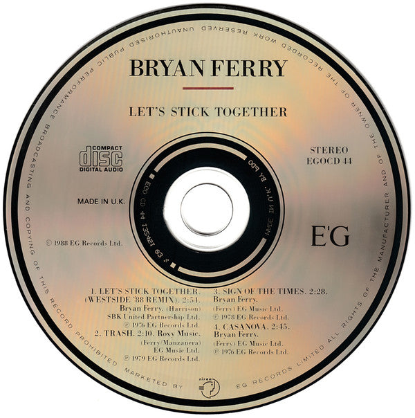 Bryan Ferry : Let's Stick Together (CD, Single)