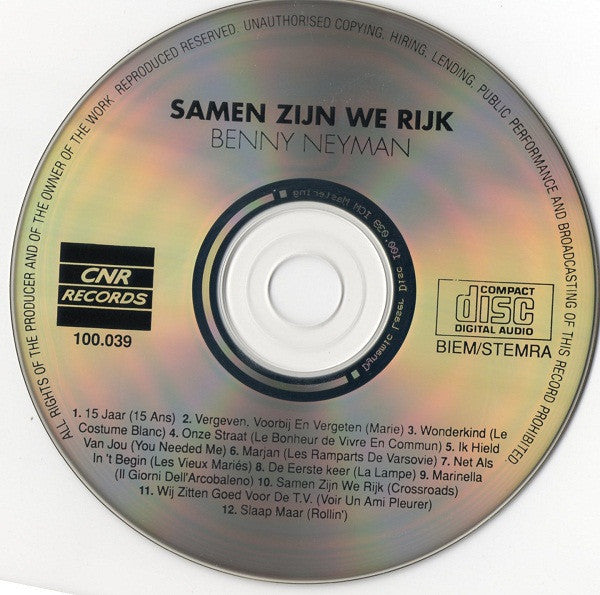 Benny Neyman : Samen Zijn We Rijk (CD, Album, RE)