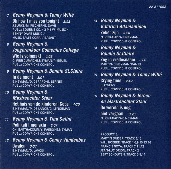 Benny Neyman : Duetten Met Benny Neyman (CD, Comp)