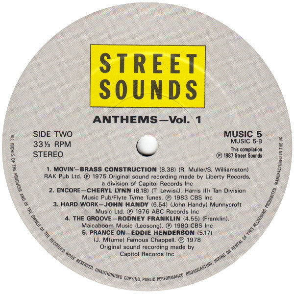 Various : Anthems Volume 1 (LP, Comp)