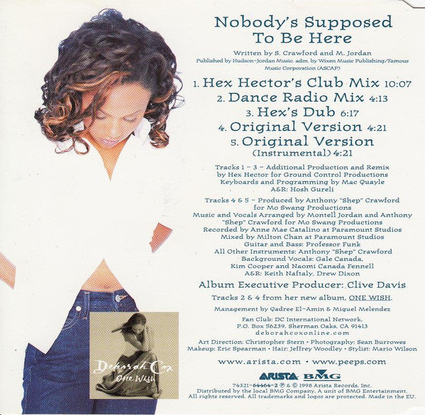 Deborah Cox : Nobody's Supposed To Be Here (CD, Maxi)