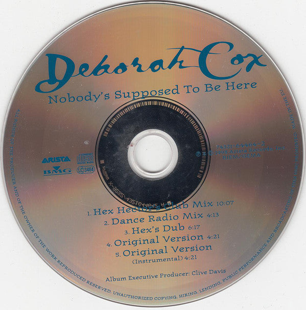 Deborah Cox : Nobody's Supposed To Be Here (CD, Maxi)