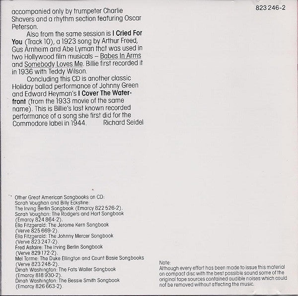 Billie Holiday : The Billie Holiday Songbook (CD, Comp, Pol)