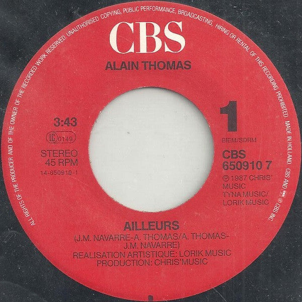 Alain Thomas : Ailleurs (7", Single)