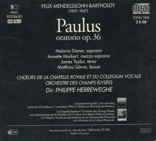 Felix Mendelssohn-Bartholdy - Melanie Diener, Annette Markert, James Taylor (5), Matthias Goerne, La Chapelle Royale, Collegium Vocale, Orchestre Des Champs Elysées, Philippe Herreweghe : Paulus (2xCD, Album)