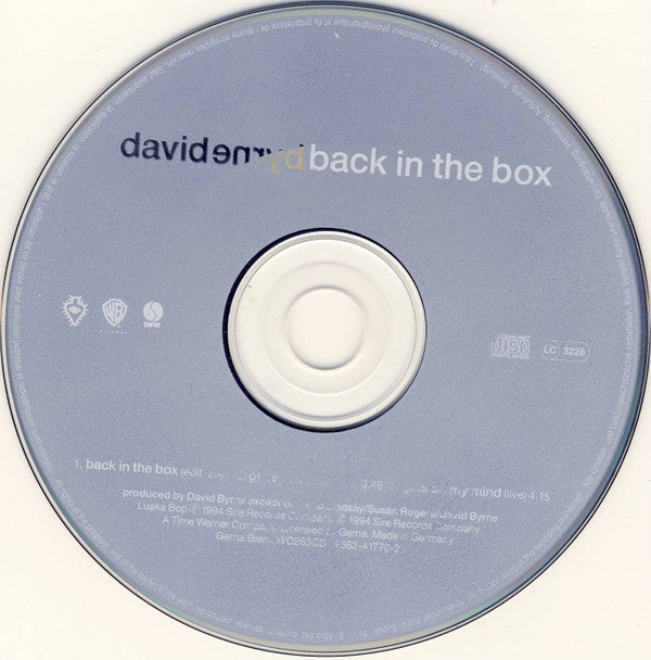 David Byrne : Back In The Box (CD, Single)