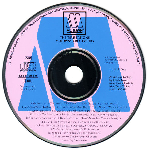 The Temptations : Motown's Greatest Hits (CD, Comp)