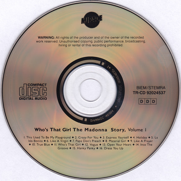 The Gary Tesca Orchestra : Who's That Girl The Madonna Story Volume 1 (CD)