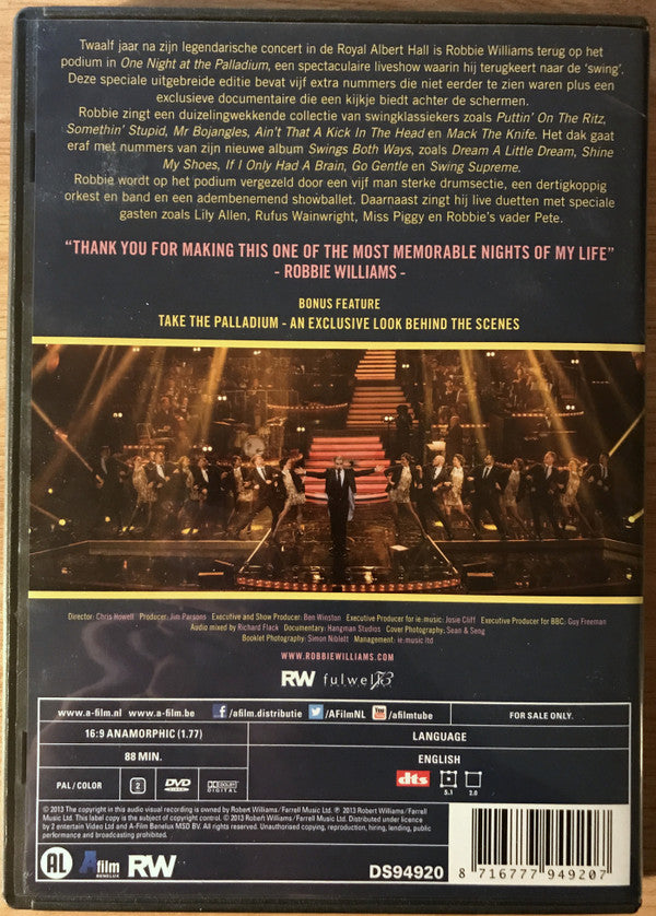 Robbie Williams : One Night At The Palladium (DVD, Liv)