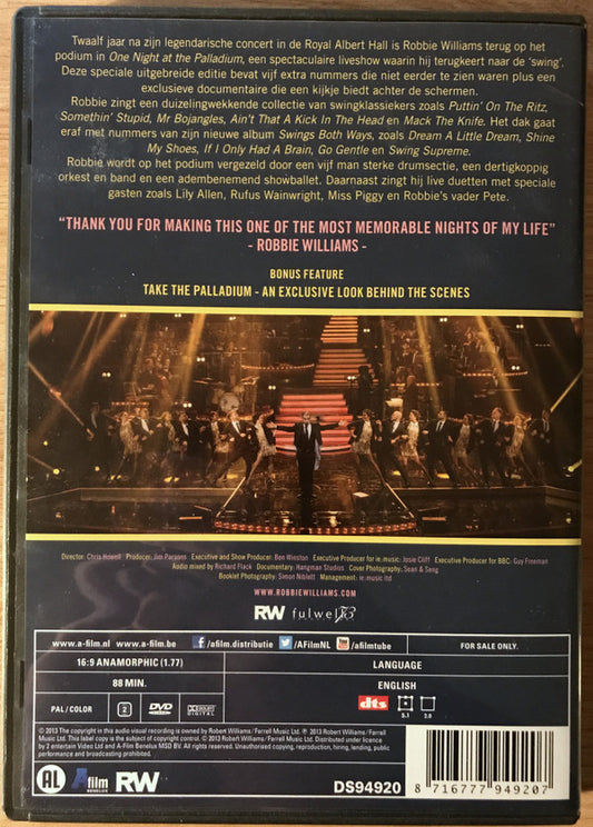 Robbie Williams : One Night At The Palladium (DVD, Liv)