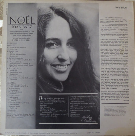 Joan Baez : Noël (LP, Album, RE)