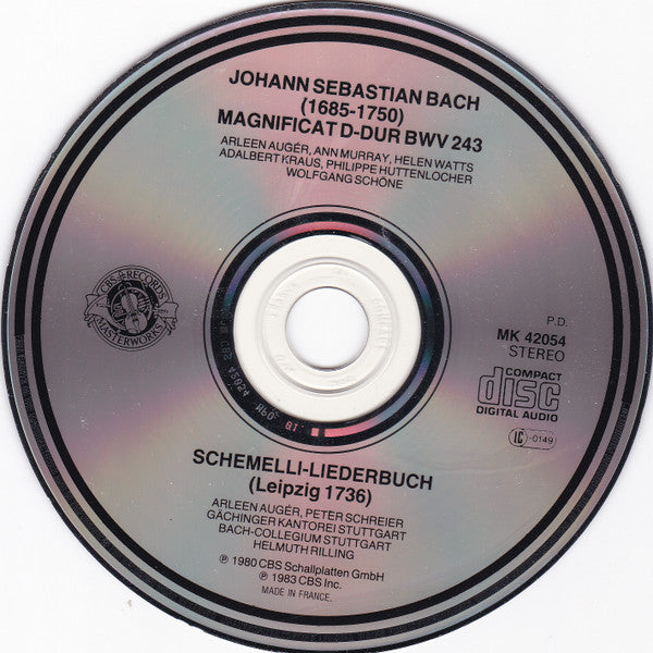Johann Sebastian Bach, Arleen Auger, Ann Murray, Helen Watts, Adalbert Kraus, Philippe Huttenlocher, Wolfgang Schöne, Georg Christian Schemelli, Peter Schreier, Gächinger Kantorei Stuttgart ∙ Bachcollegium Stuttgart, Helmuth Rilling : Magnificat D-Dur = D Major = Ré Majeur BWV 243 / Song Book = Liederbuch (Leipzig 1736) Christmas = Weihnachten = Noël  (CD, Comp)