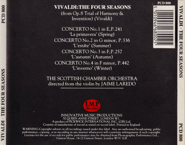 Antonio Vivaldi, Scottish Chamber Orchestra : The Four Seasons (CD)