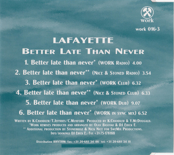 Lafayette : Better Late Than Never (CD, Maxi)