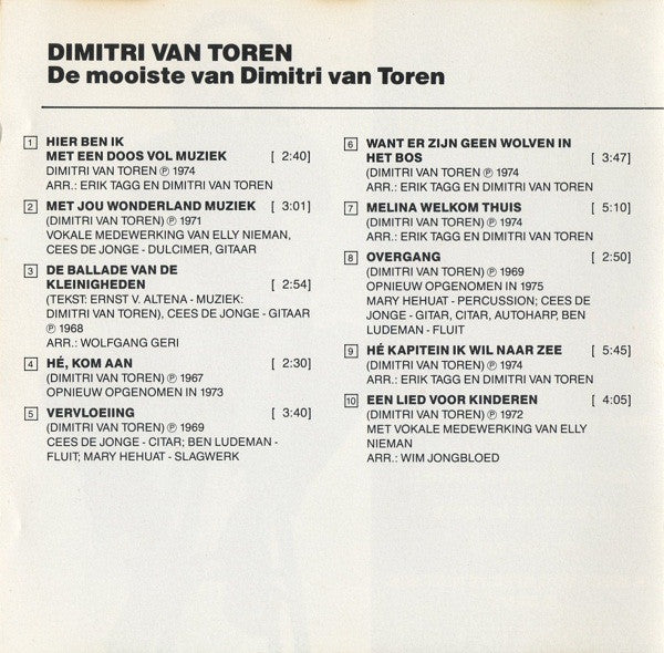 Dimitri Van Toren : De Mooiste Van Dimitri Van Toren (CD, Comp)