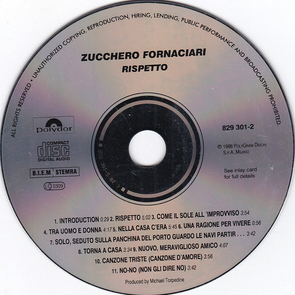 Zucchero : Rispetto (CD, Album)