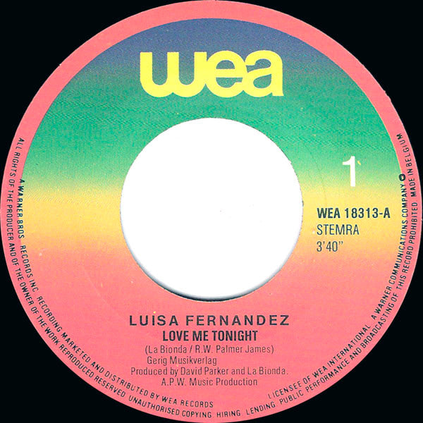 Luisa Fernandez : Love Me Tonight (7", Single)