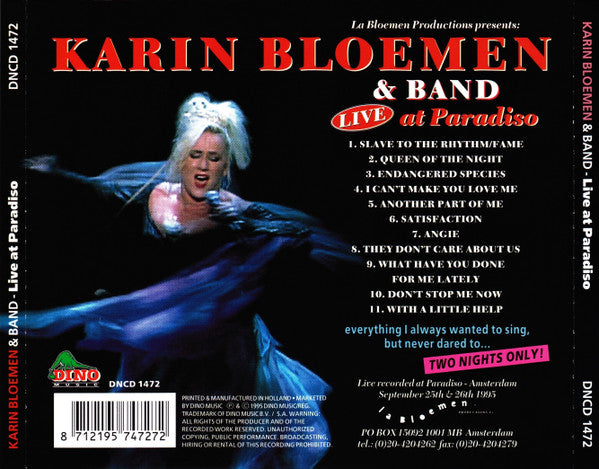 Karin Bloemen & Band : Live At Paradiso (CD, Album)