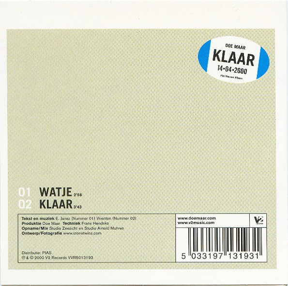 Doe Maar : Watje (CD, Single)
