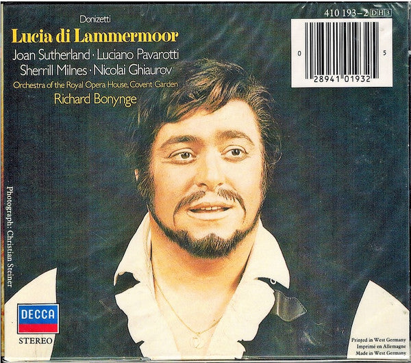 Gaetano Donizetti - Joan Sutherland, Luciano Pavarotti, Sherrill Milnes, Nicolai Ghiaurov, Chorus Of The Royal Opera House, Covent Garden And Orchestra Of The Royal Opera House, Covent Garden, Richard Bonynge : Lucia Di Lammermoor (3xCD, Album, RE, RM + Box, Sli)
