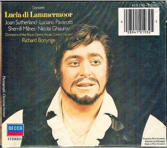Gaetano Donizetti - Joan Sutherland, Luciano Pavarotti, Sherrill Milnes, Nicolai Ghiaurov, Chorus Of The Royal Opera House, Covent Garden And Orchestra Of The Royal Opera House, Covent Garden, Richard Bonynge : Lucia Di Lammermoor (3xCD, Album, RE, RM + Box, Sli)