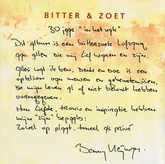 Benny Neyman : Bitter & Zoet (CD, Album)