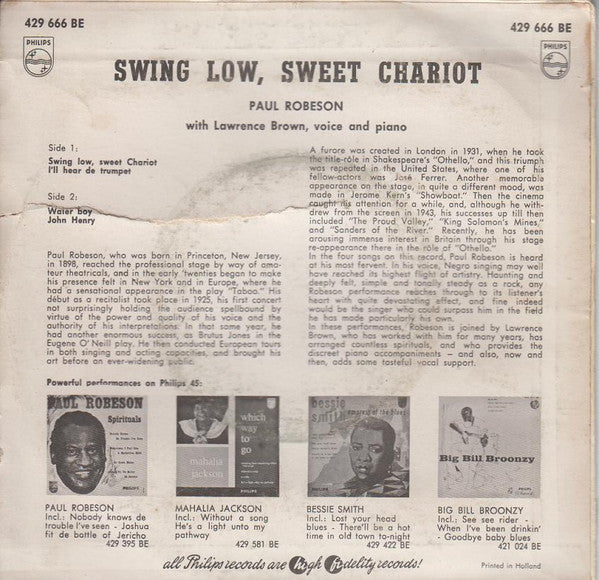 Paul Robeson : Swing Low, Sweet Chariot (7")