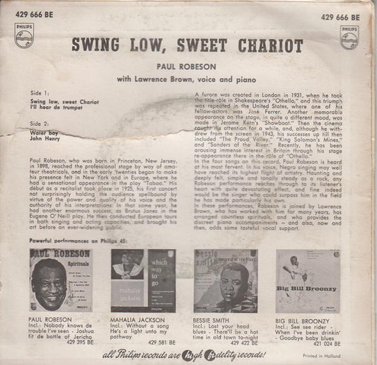 Paul Robeson : Swing Low, Sweet Chariot (7")