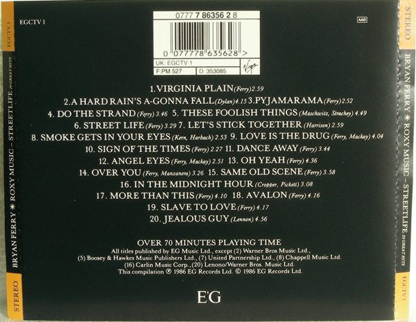 Bryan Ferry / Roxy Music : Street Life - 20 Great Hits (CD, Comp, RP)