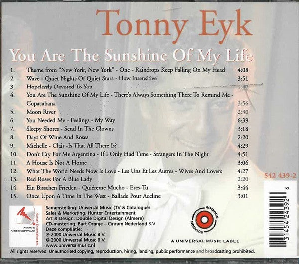 Tonny Eyk : You Are The Sunshine Of My Life (CD, Album)