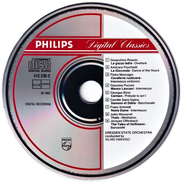 Staatskapelle Dresden, Silvio Varviso, Peter Mirring, Chor der Staatsoper Dresden : Overtures & Intermezzi (CD)