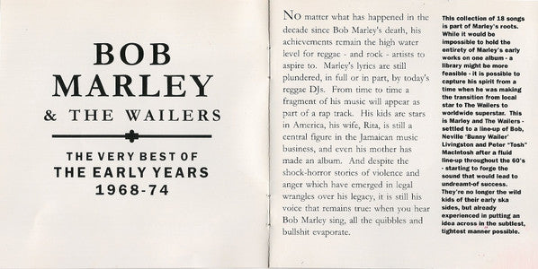 Bob Marley & The Wailers : The Very Best Of The Early Years 1968-74 (CD, Comp)